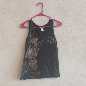 RXB Black Sequin Embellished Sleeveless Tank Top